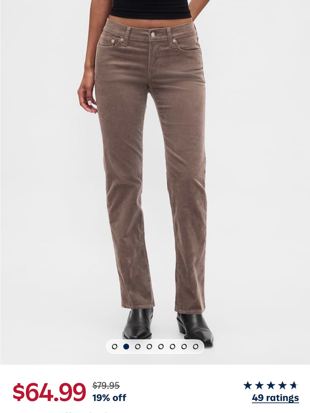 GAP Low rise Corduroy 90’s slim straight pant Plymouth Rock brown